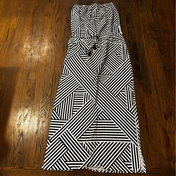 Tommy Bahama Black and White Strapless Dress -M - Picture 7 of 7